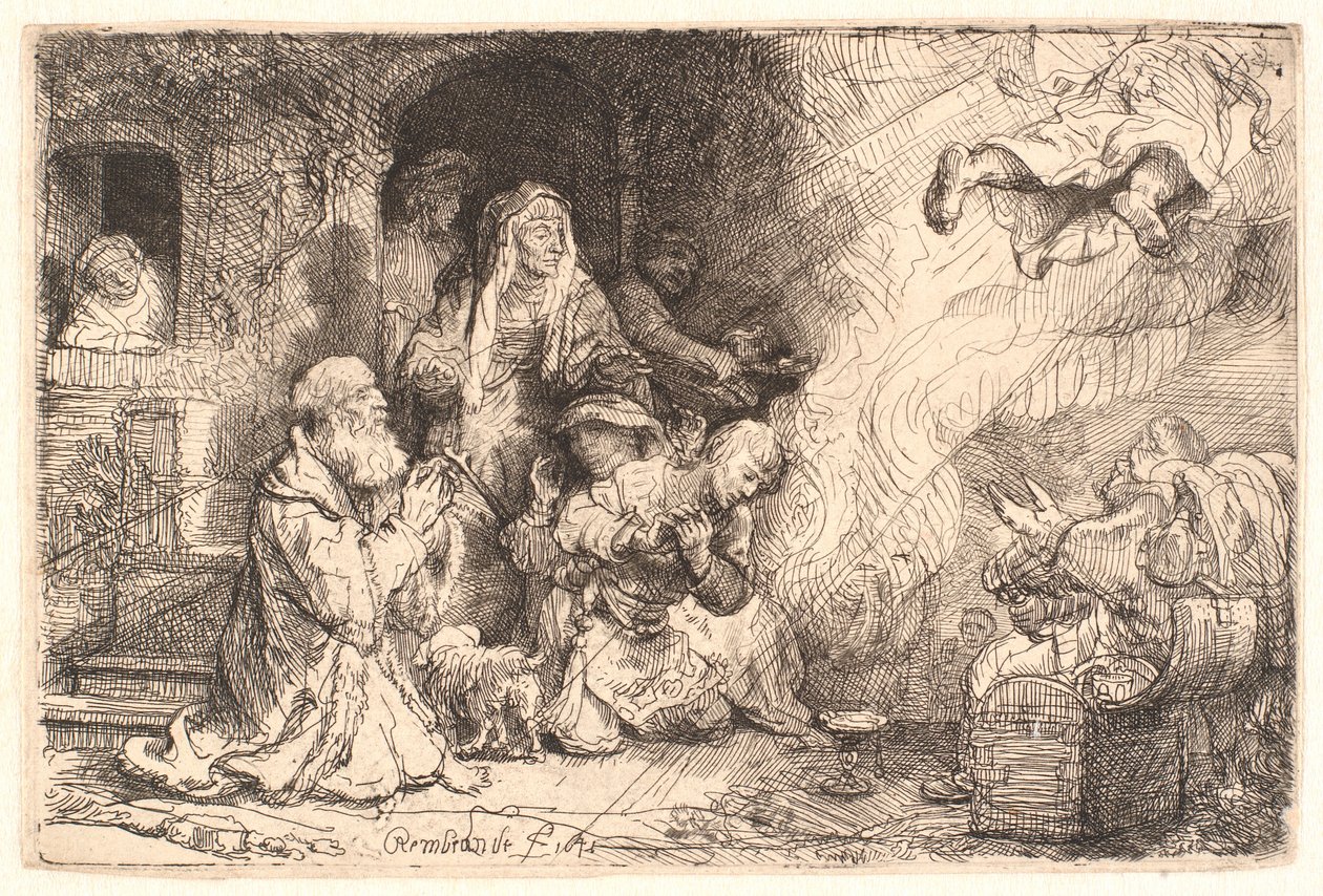 El ángel partiendo de la familia de Tobías de Rembrandt van Rijn