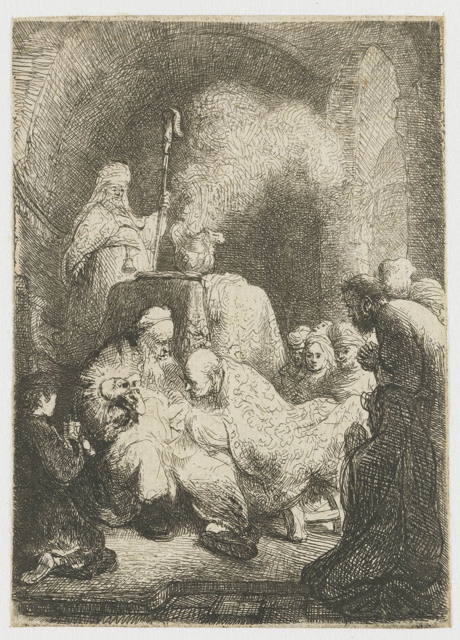 La circuncisión: placa pequeña de Rembrandt van Rijn