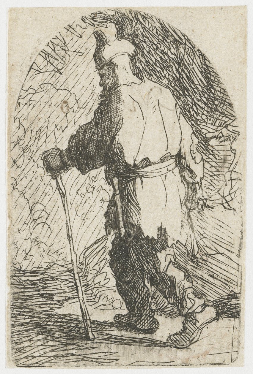 La huida a Egipto: un boceto: San José de Rembrandt van Rijn