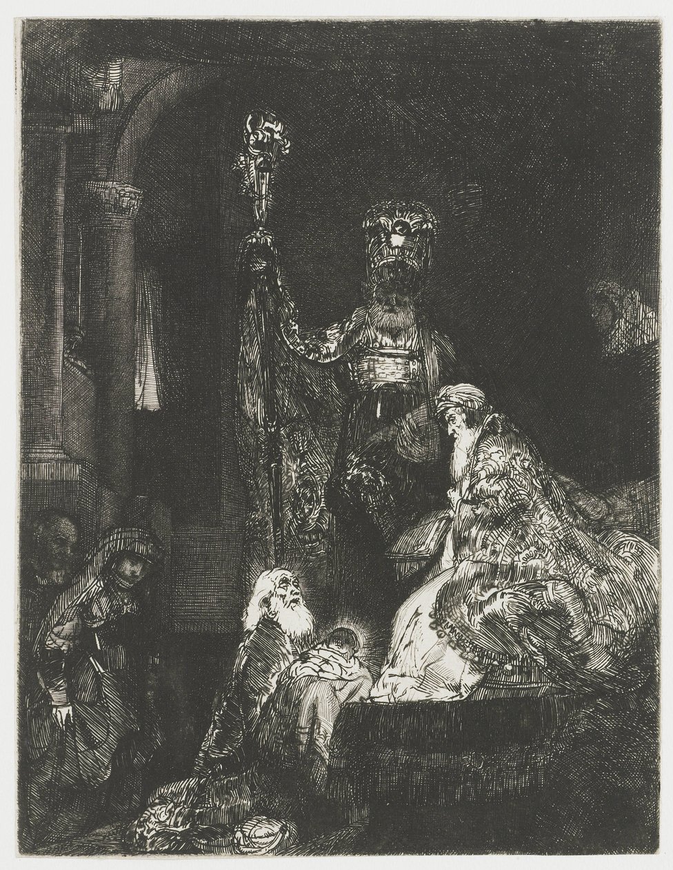 La presentación en el templo de la manera oscura de Rembrandt van Rijn