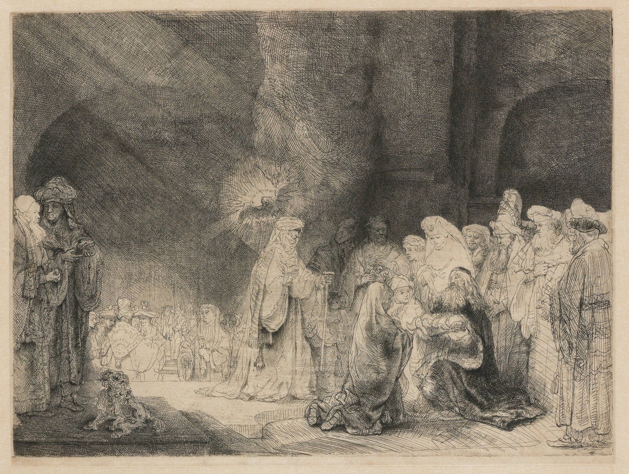 La presentación en el templo: impresión oblonga de Rembrandt van Rijn