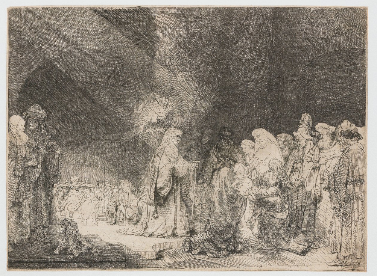 La presentación en el templo: impresión oblonga de Rembrandt van Rijn