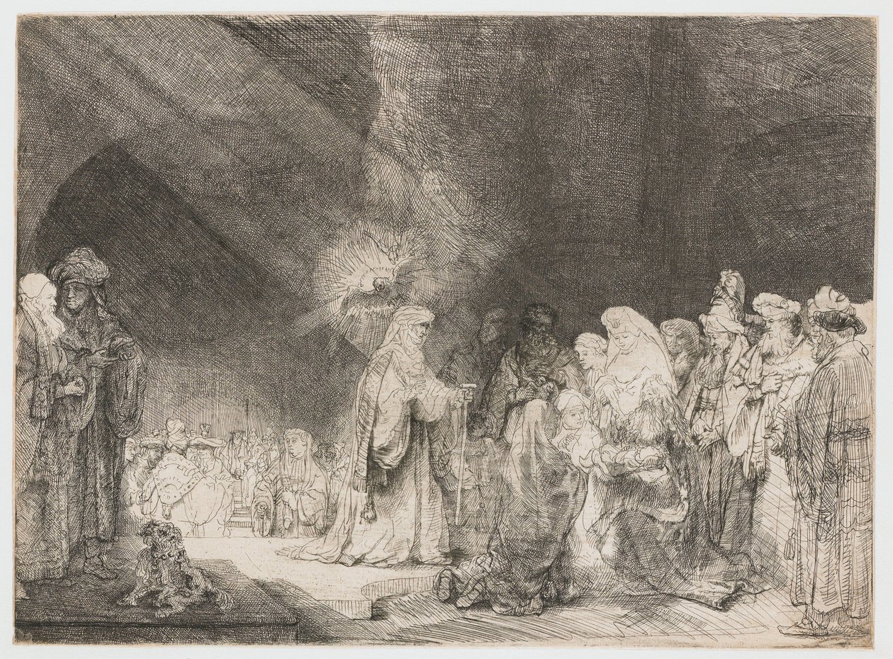 La presentación en el templo: impresión oblonga de Rembrandt van Rijn