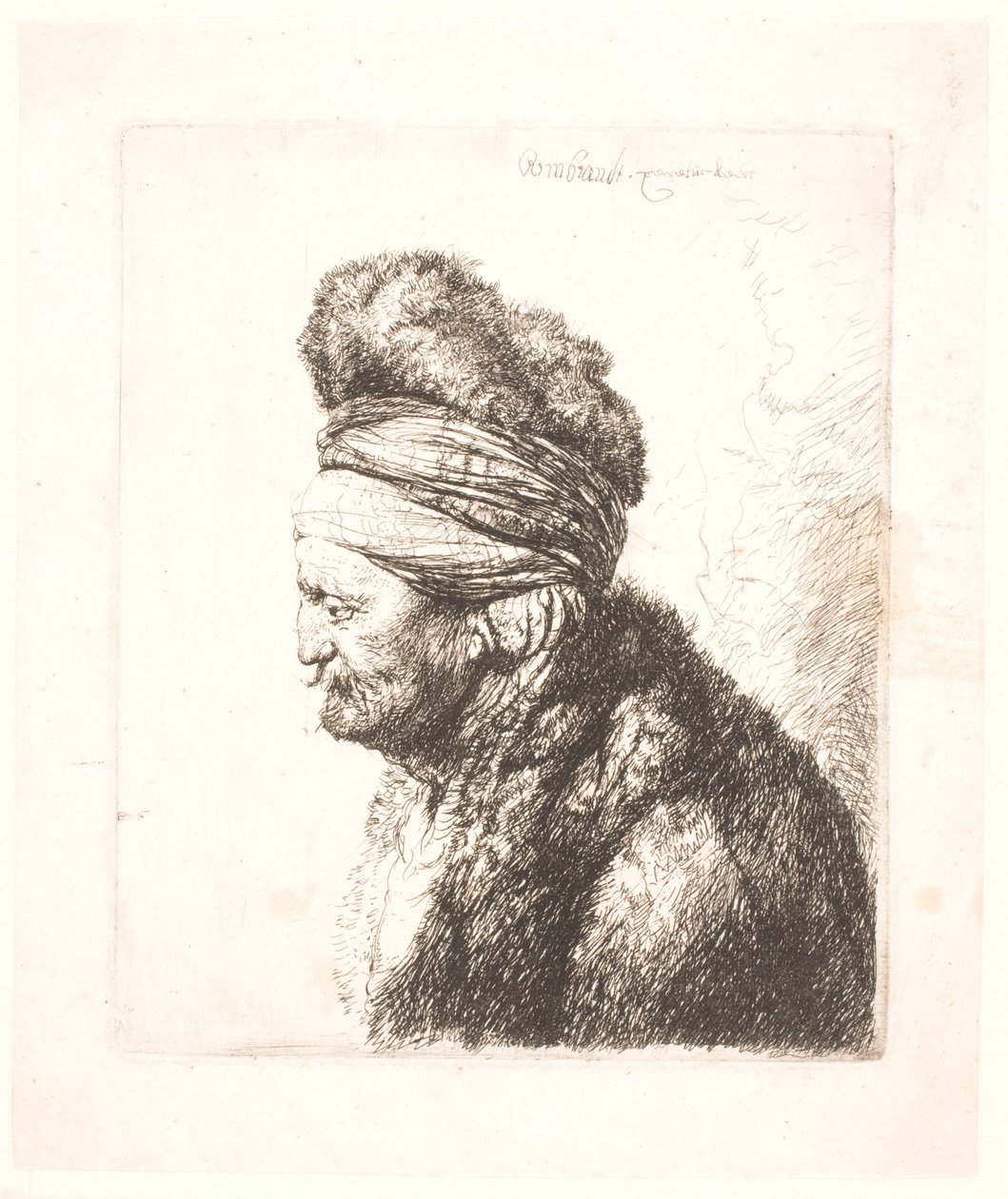 La segunda cabeza oriental (¿el padre de Rembrandt?) de Rembrandt van Rijn