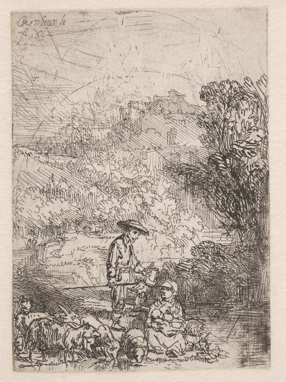 El pastor y su familia de Rembrandt van Rijn