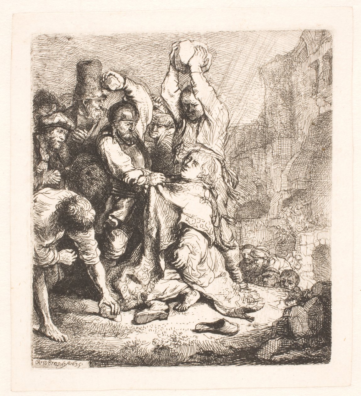 El apedreamiento de San Esteban de Rembrandt van Rijn