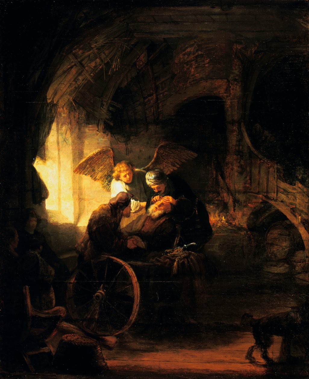 Tobías devuelve la vista a su padre, 1636 de Rembrandt van Rijn