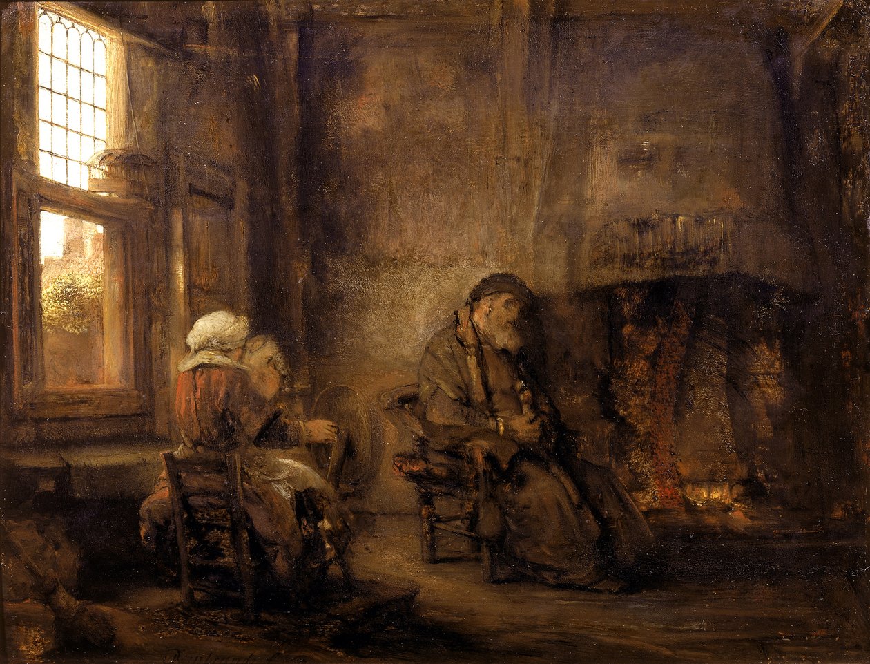Tobías y Ana esperando el regreso de su hijo de Rembrandt van Rijn