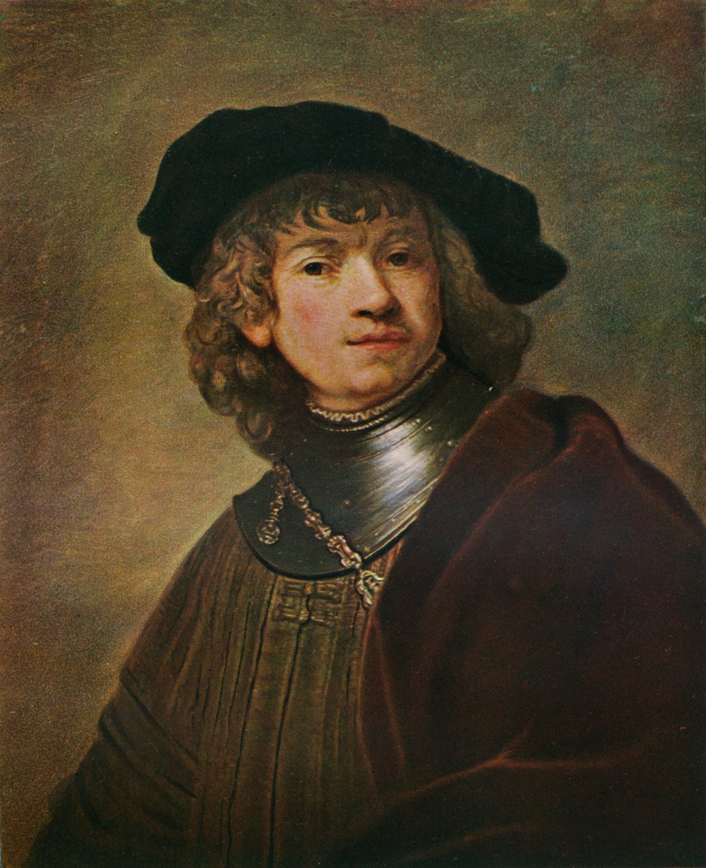 Tronie de un joven con gorguera y gorra, c1639 de Rembrandt van Rijn