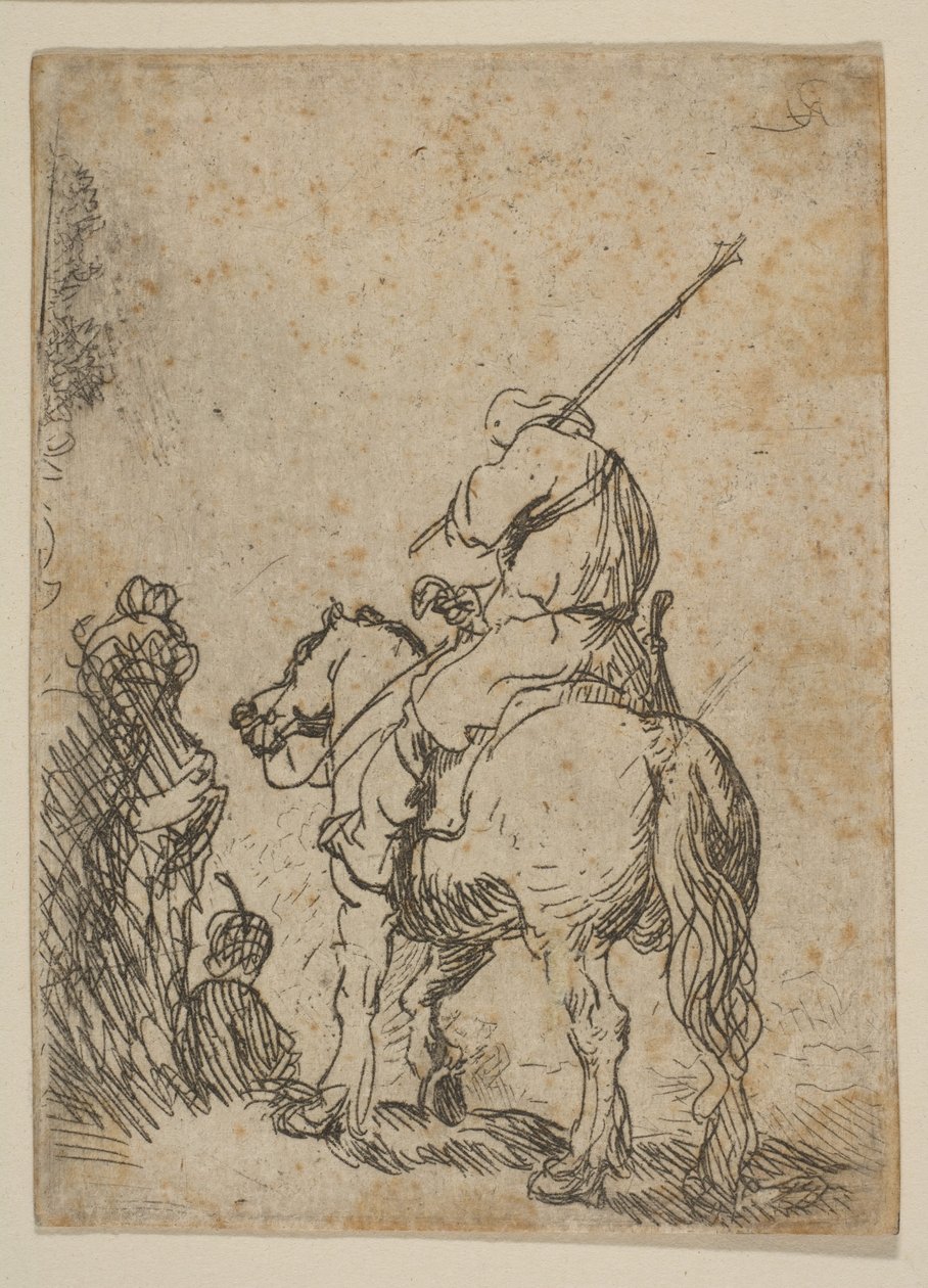 Soldado con turbante a caballo, ca. 1629 de Rembrandt van Rijn