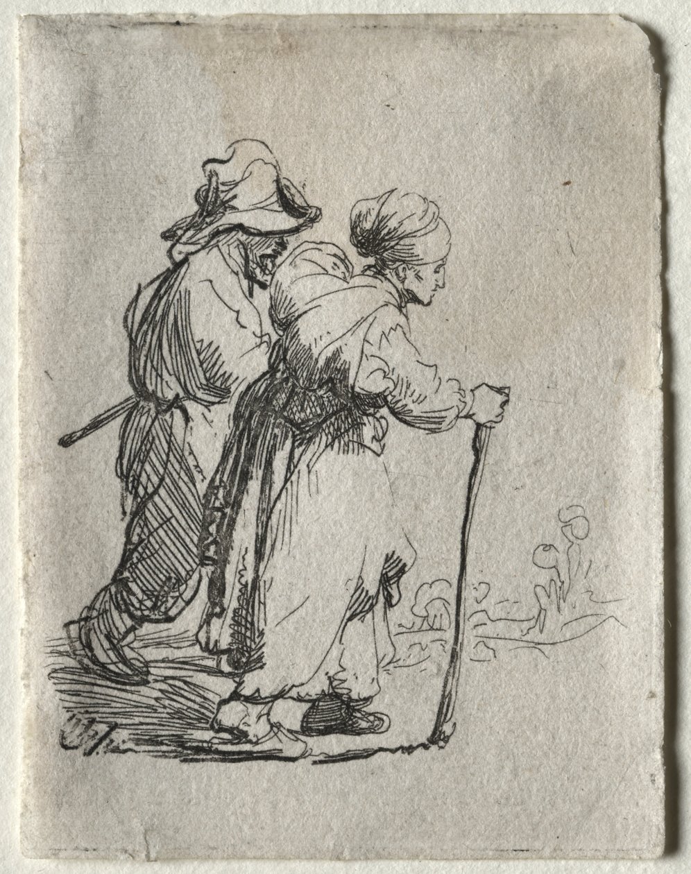 Dos vagabundos, un hombre y una mujer de Rembrandt van Rijn