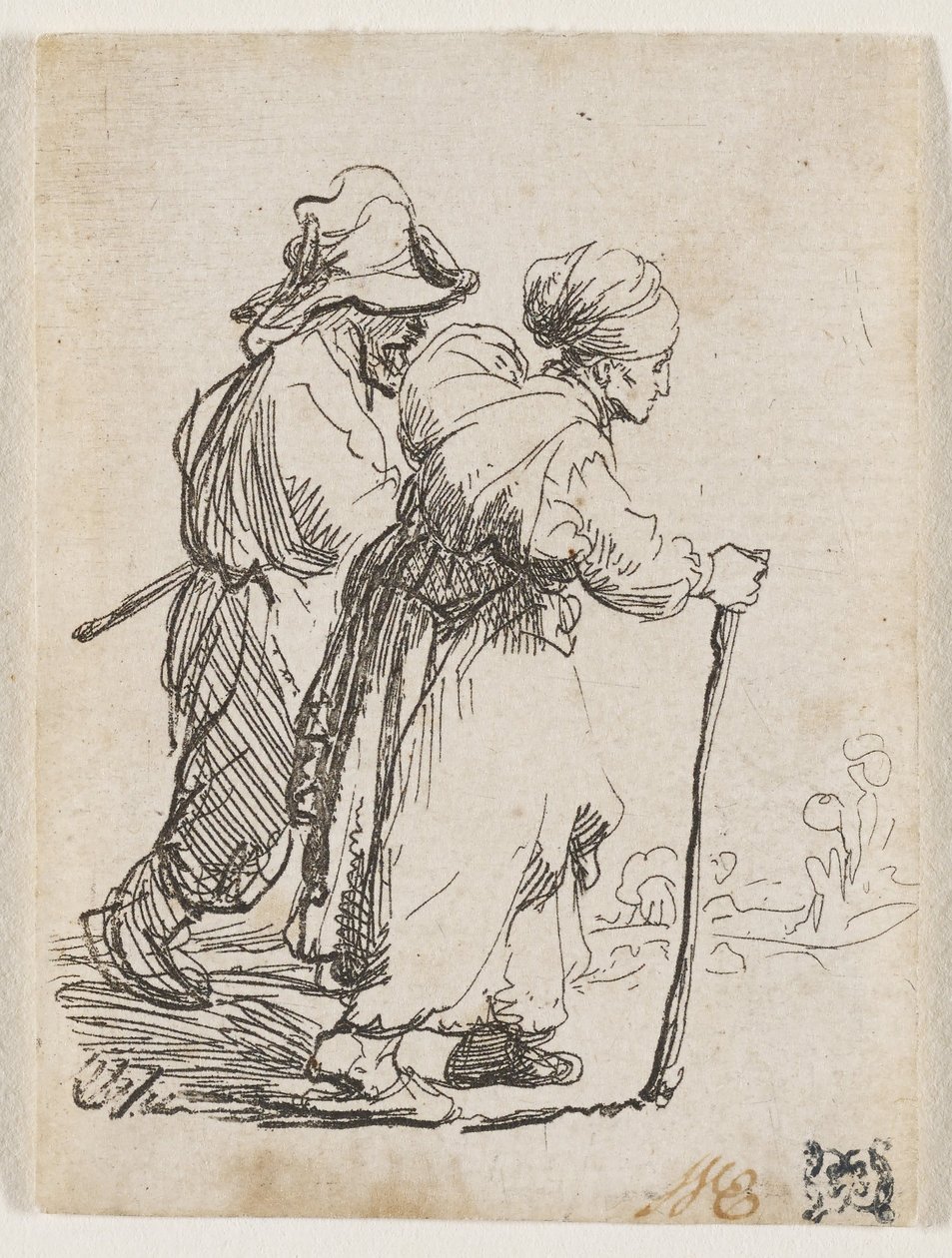 Dos vagabundos, un hombre y una mujer de Rembrandt van Rijn