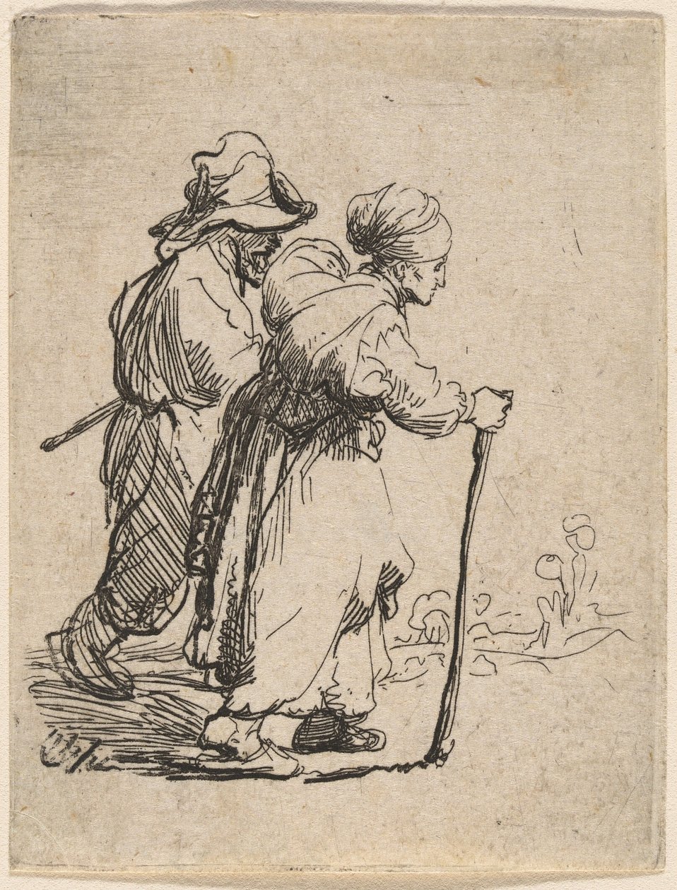 Dos vagabundos, un hombre y una mujer de Rembrandt van Rijn