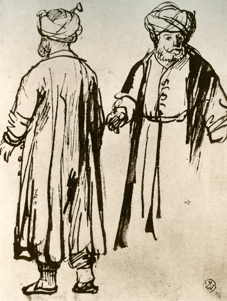 Dos turcos caminando de Rembrandt van Rijn