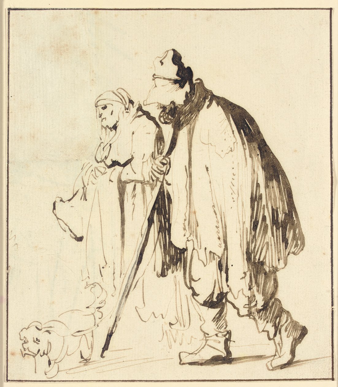 Pareja vagabunda con un perro de Rembrandt van Rijn