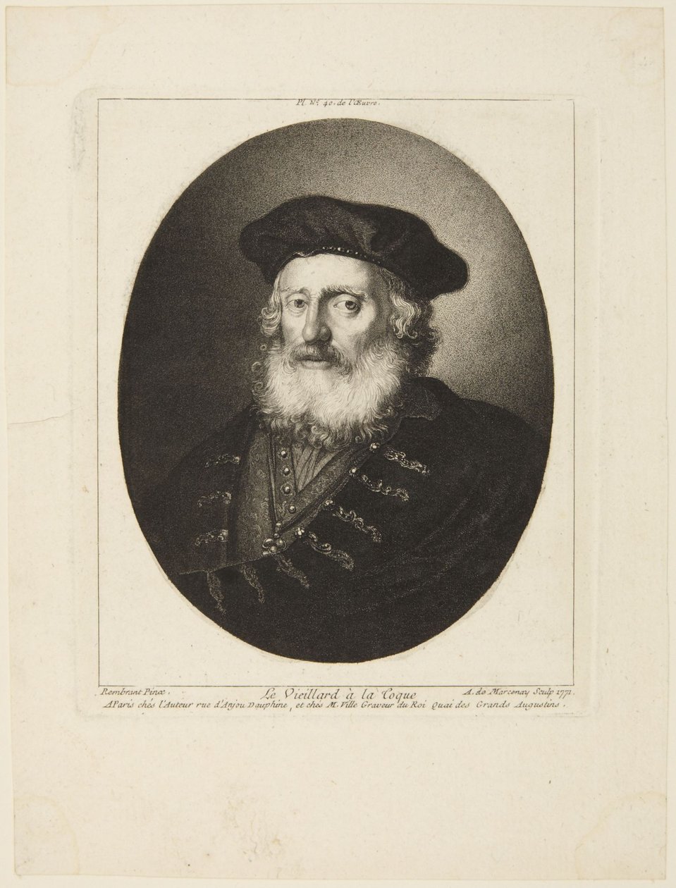 Anciano con birrete de Rembrandt van Rijn