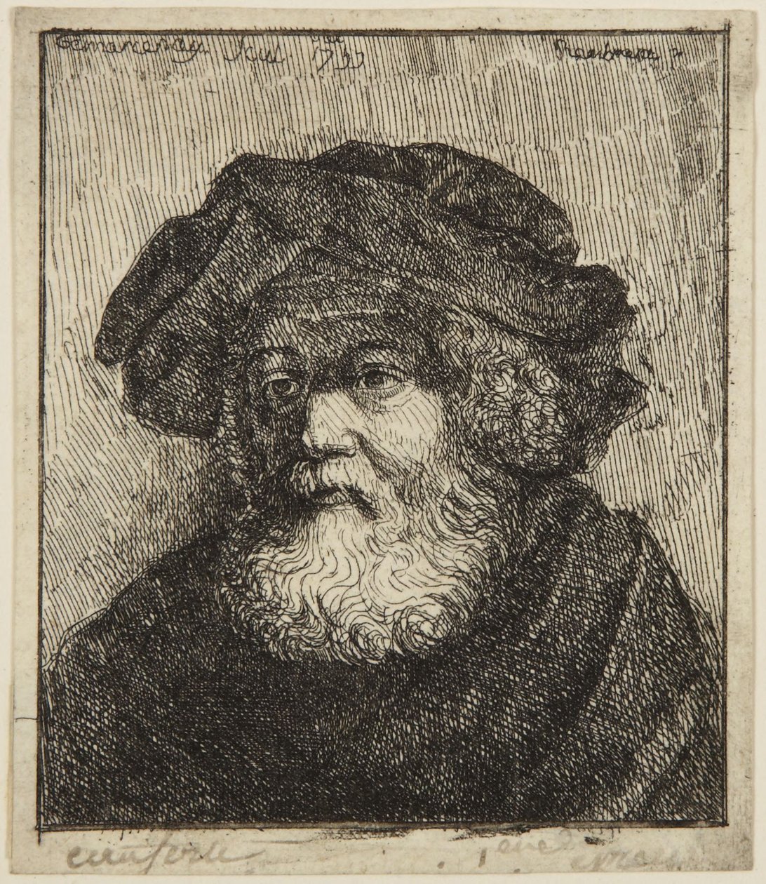 Anciano con gorro de Rembrandt van Rijn