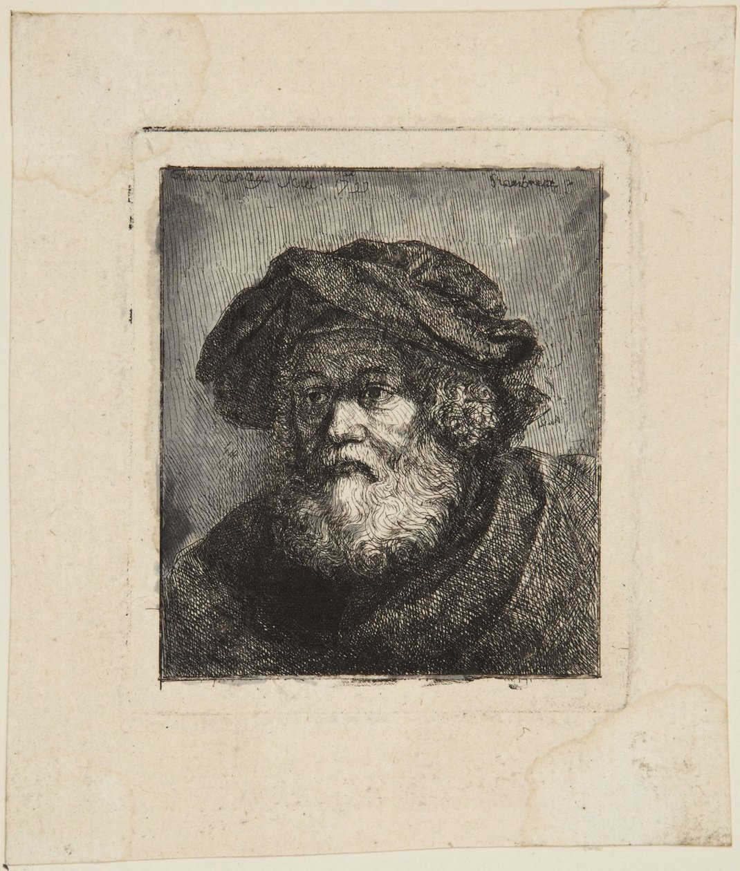 Anciano con gorro de Rembrandt van Rijn