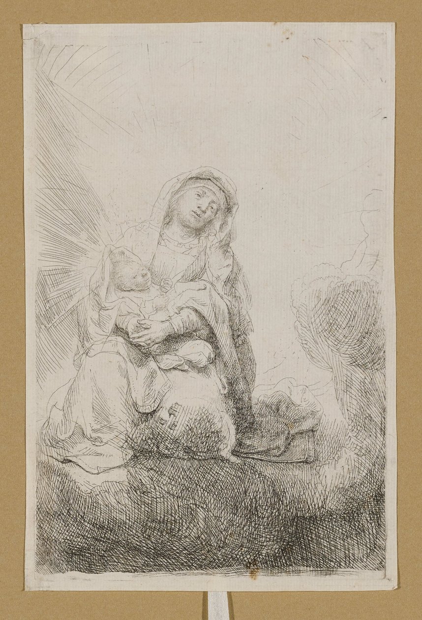 La Virgen con el Niño entre las nubes de Rembrandt van Rijn