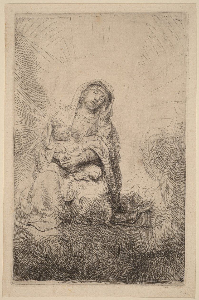 La Virgen con el Niño entre las nubes de Rembrandt van Rijn