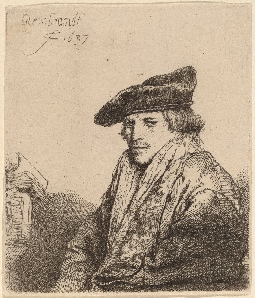 Joven con gorra de terciopelo (¿Ferdinand Bol?) de Rembrandt van Rijn