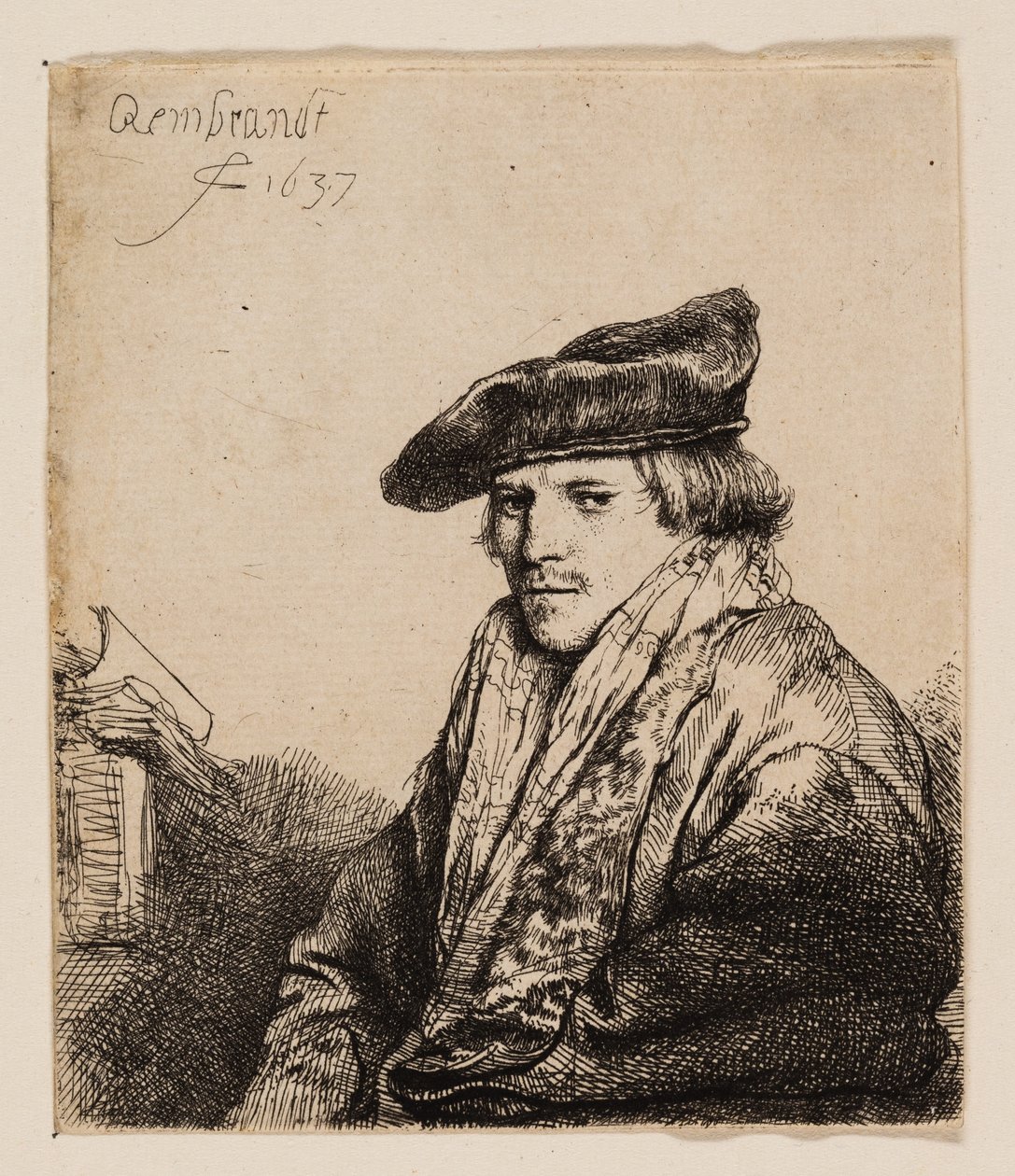 Joven con gorra de terciopelo (¿Petrus Sylvius?) de Rembrandt van Rijn