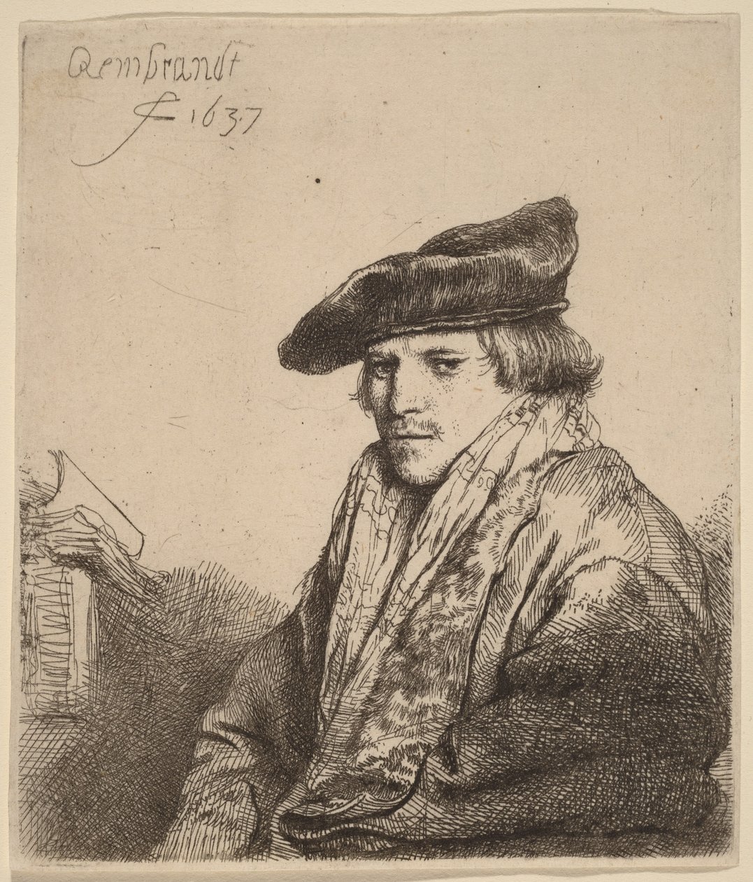 Joven con gorro de terciopelo (¿Petrus Sylvius) de Rembrandt van Rijn