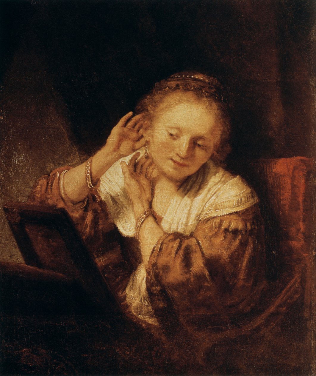 Joven con pendientes, 1657 de Rembrandt van Rijn