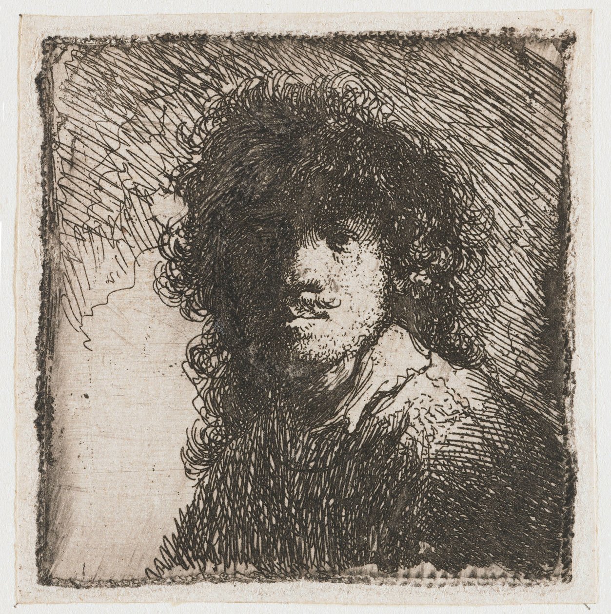 Autorretrato con la cabeza descubierta de Rembrandt van Rijn