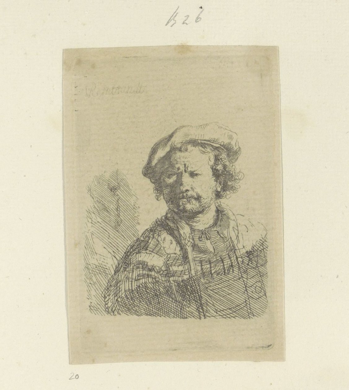 Autorretrato con boina y manto decorado Recueil de quatre-vingt-cinq estampes originales (título de la serie) de Rembrandt van Rijn