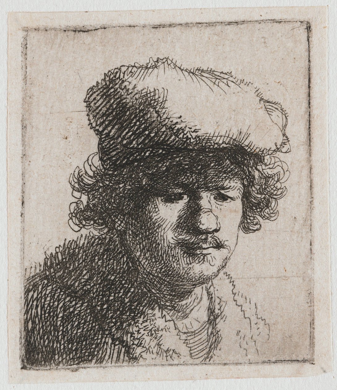 Autorretrato con la boina ladeada hacia delante de Rembrandt van Rijn