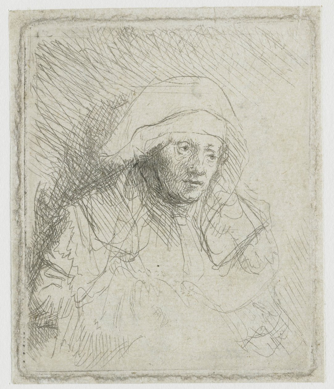 Mujer enferma con un pañuelo blanco en la cabeza (Saskia) de Rembrandt van Rijn