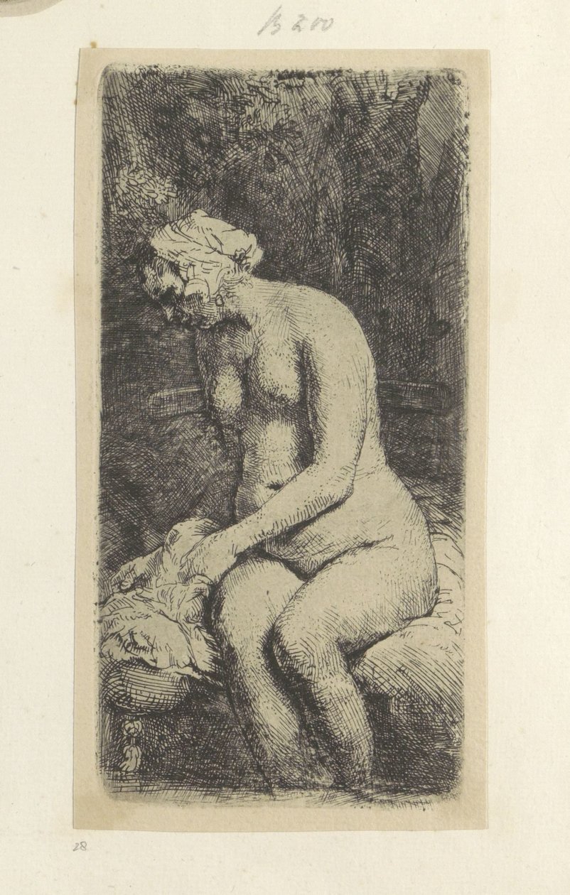 Mujer desnuda sentada Recueil de quatre-vingt-cinq estampes originales (título de la serie) de Rembrandt van Rijn