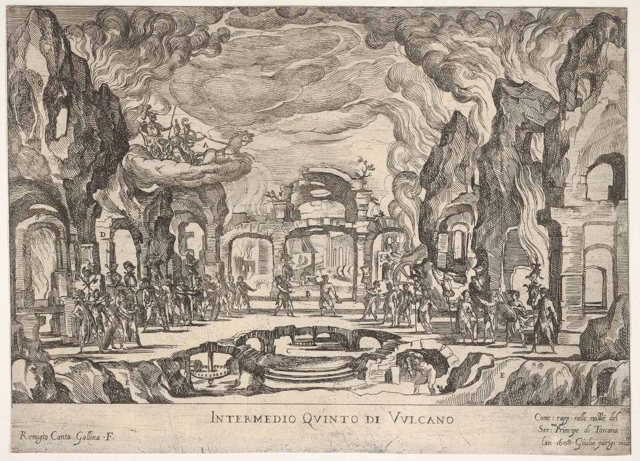 Quinto Intermedio: Vulcano, de la serie Siete Intermedios..., 1608 de Remigio Cantagallina