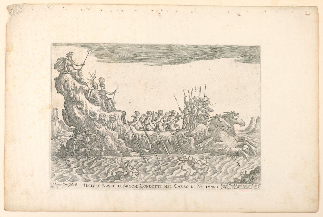 Hiclo e Naucleo argon. conducidos en el carro de Neptuno, de Vessels of the Argonauts para la celebración de la boda de Cosimo de