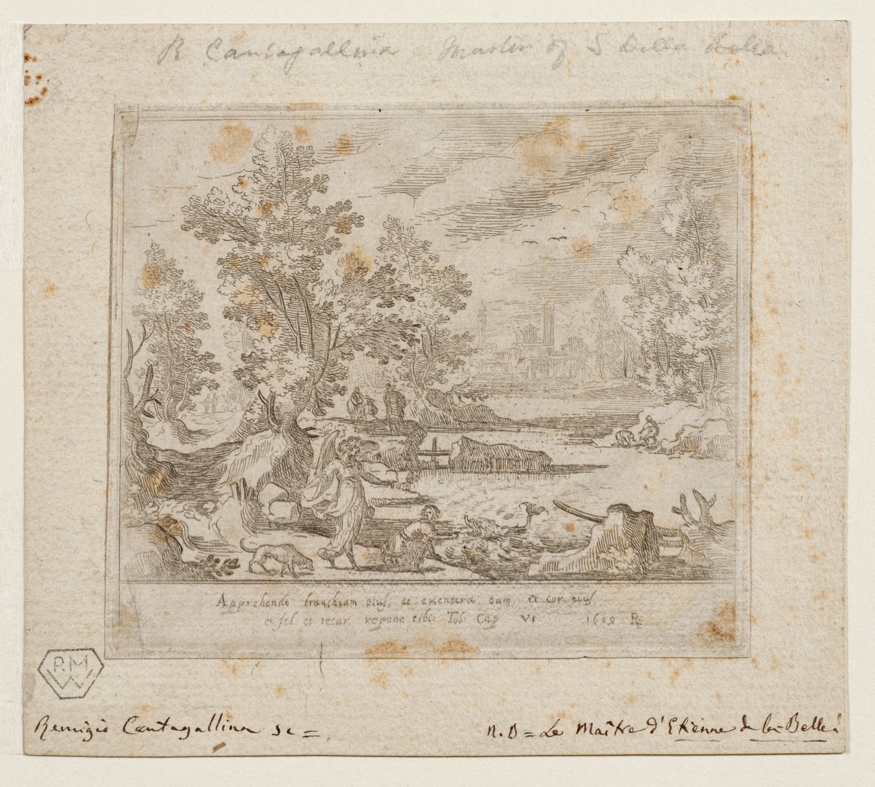 Paisaje con Tobías y el ángel, c.1609 (aguafuerte) de Remigio Cantagallina