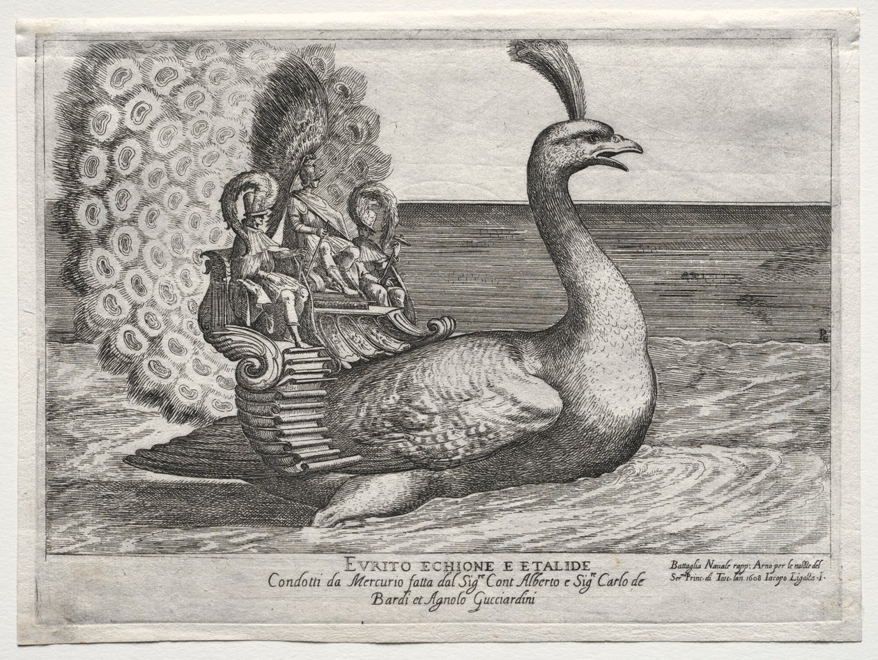 Combate naval representado en el río Arno en Florencia, para el matrimonio de Cosimo di Medici, 1608 de Remigio Cantagallina