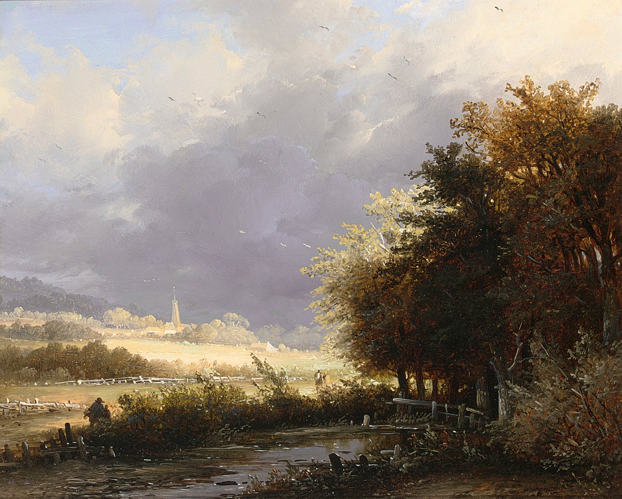 Figuras en una carretera rural, se acerca una tormenta de Remigius Adrianus Haanen