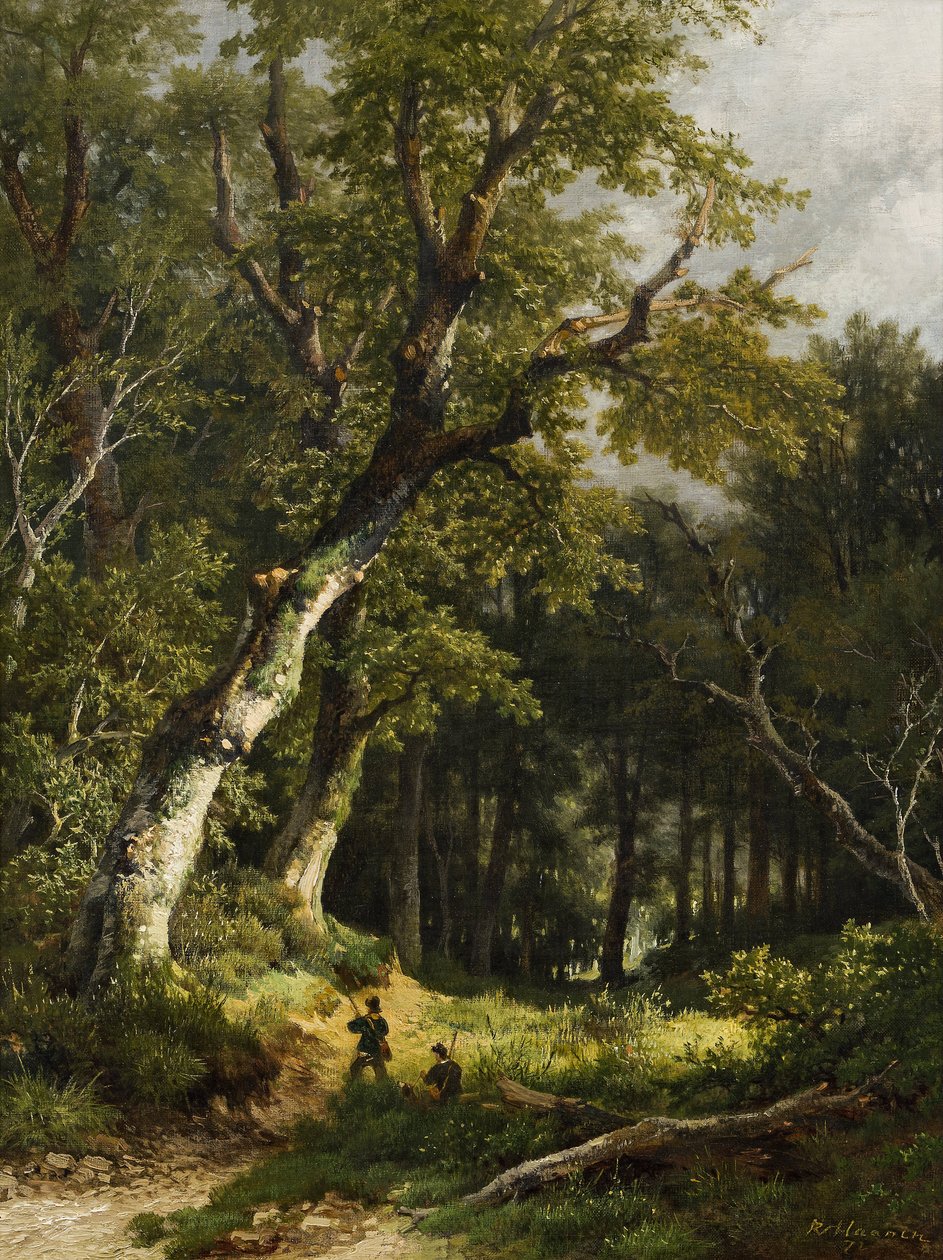 Paisaje boscoso con dos cazadores de Remigius Adrianus Haanen