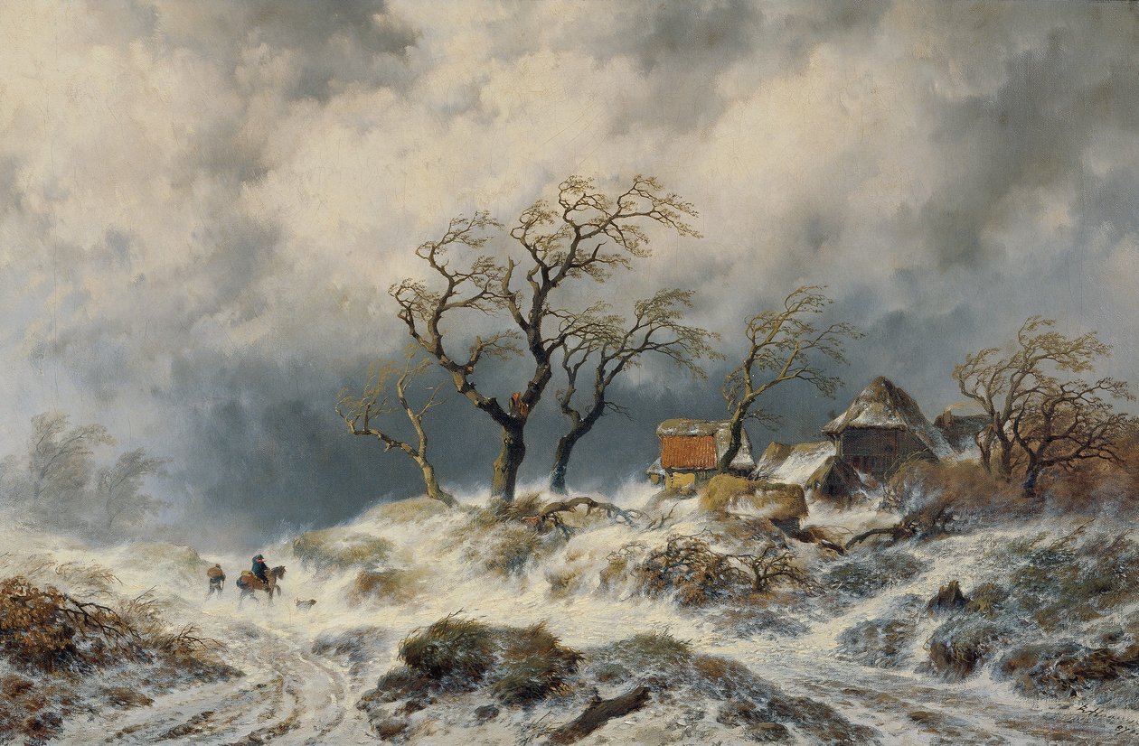 Paisaje invernal holandés (ventisqueros) de Remigius Adrianus van Haanen