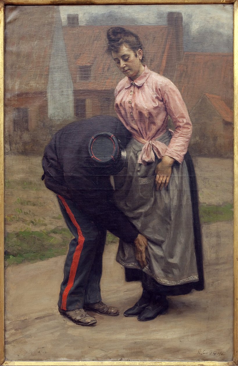 Registro de aduanas. Pintura de Remy Cogghe (1854-1935), Óleo sobre lienzo de Remy Cogghe