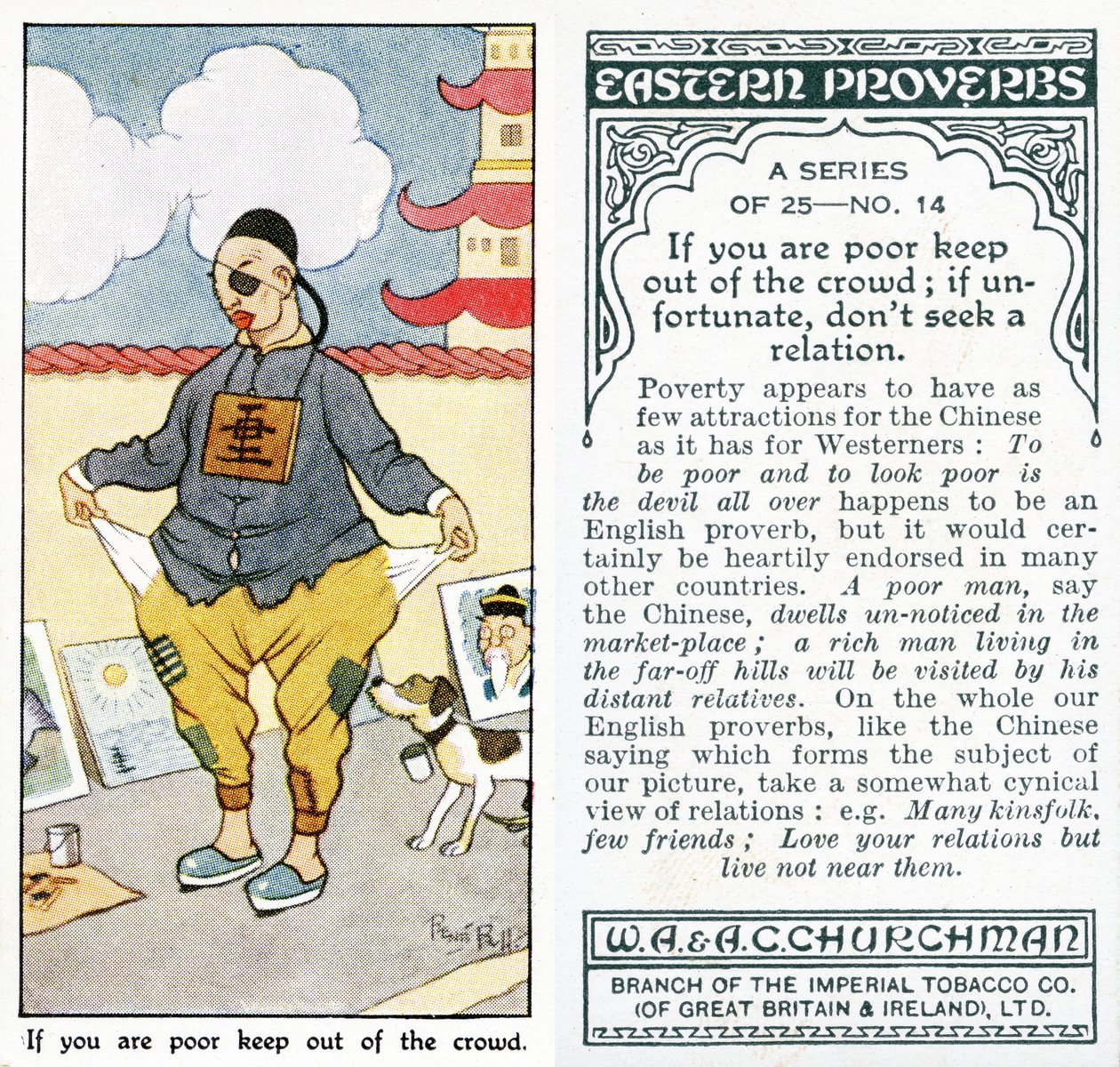 Si eres pobre mantente fuera de la multitud; si eres desafortunado, no busques un pariente, 1931 de René Bull