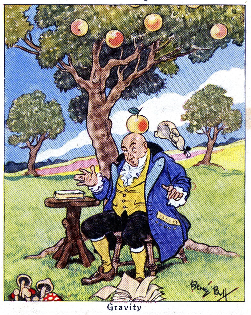 Isaac Newton descubre la gravedad, 1936 de René Bull