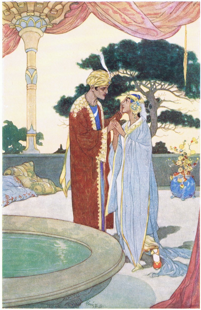 Noureddin y la hermosa esclava, años 1930 de René Bull