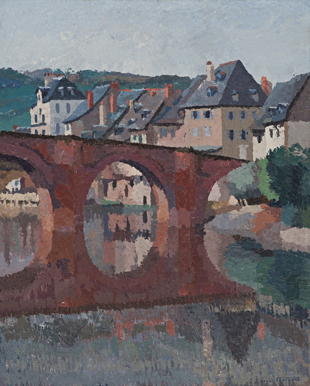 Reflejo del puente sobre el Lot en Espalion, Aveyron de René Fontayne