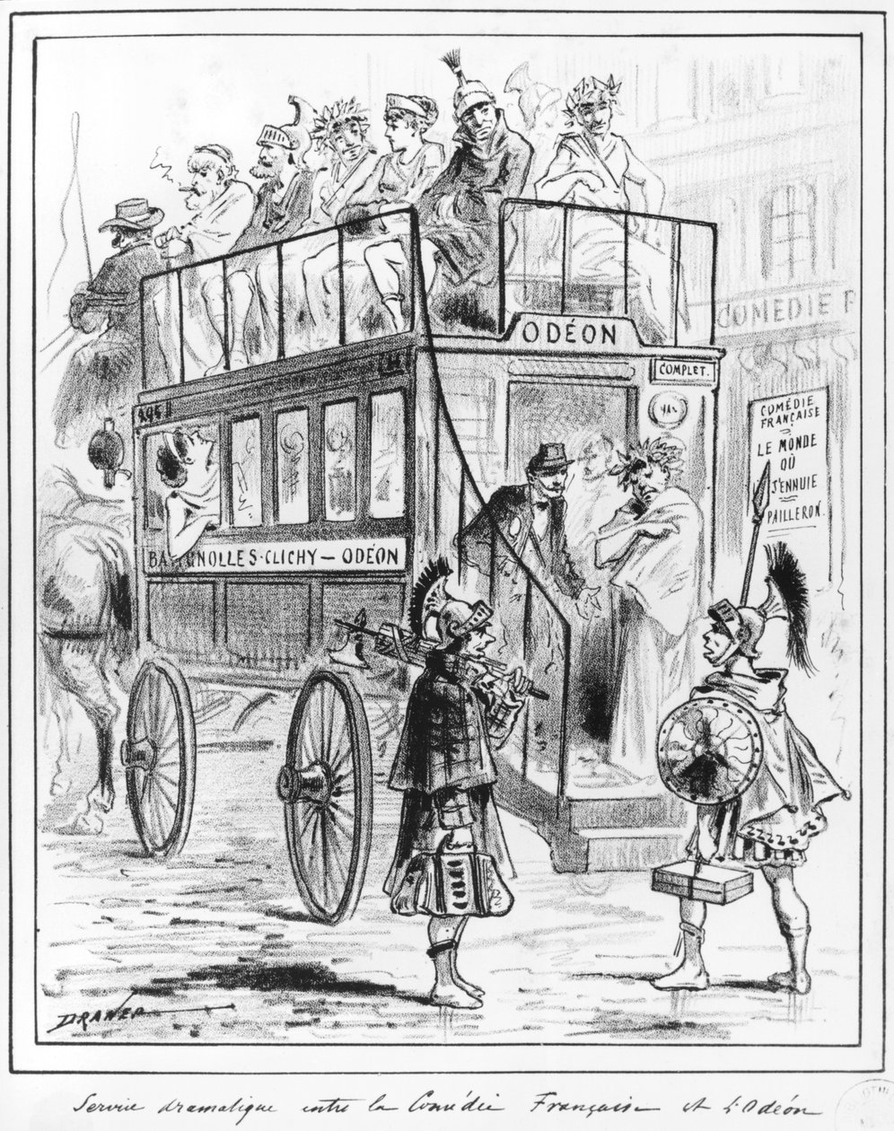 Servicio de autobús entre la Comédie Française y el Odeón de Renard Jules Draner