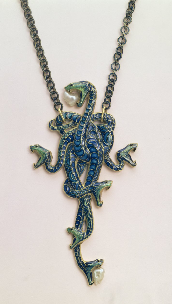 Colgante de serpiente enrollada con cadena, por René Jules Lalique, París, 1898-99 de Rene Jules Lalique