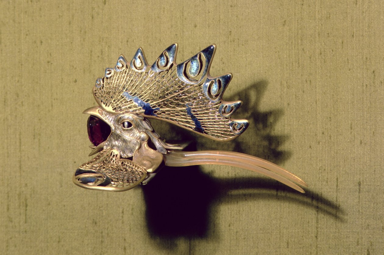 Peine (oro, esmalte y amatista) de Rene Jules Lalique