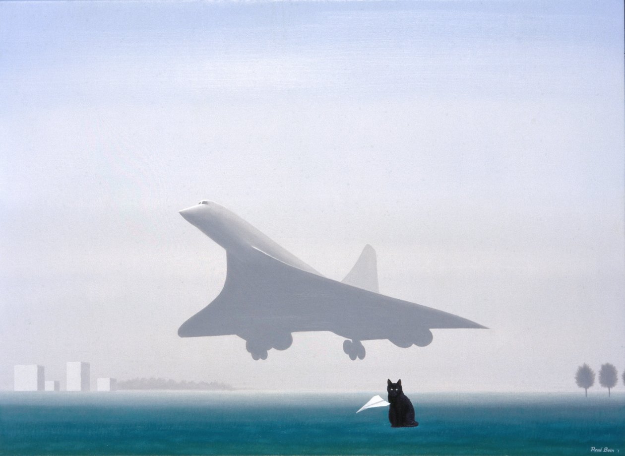 Gato negro, 2001, Óleo sobre lienzo de Rene Boin