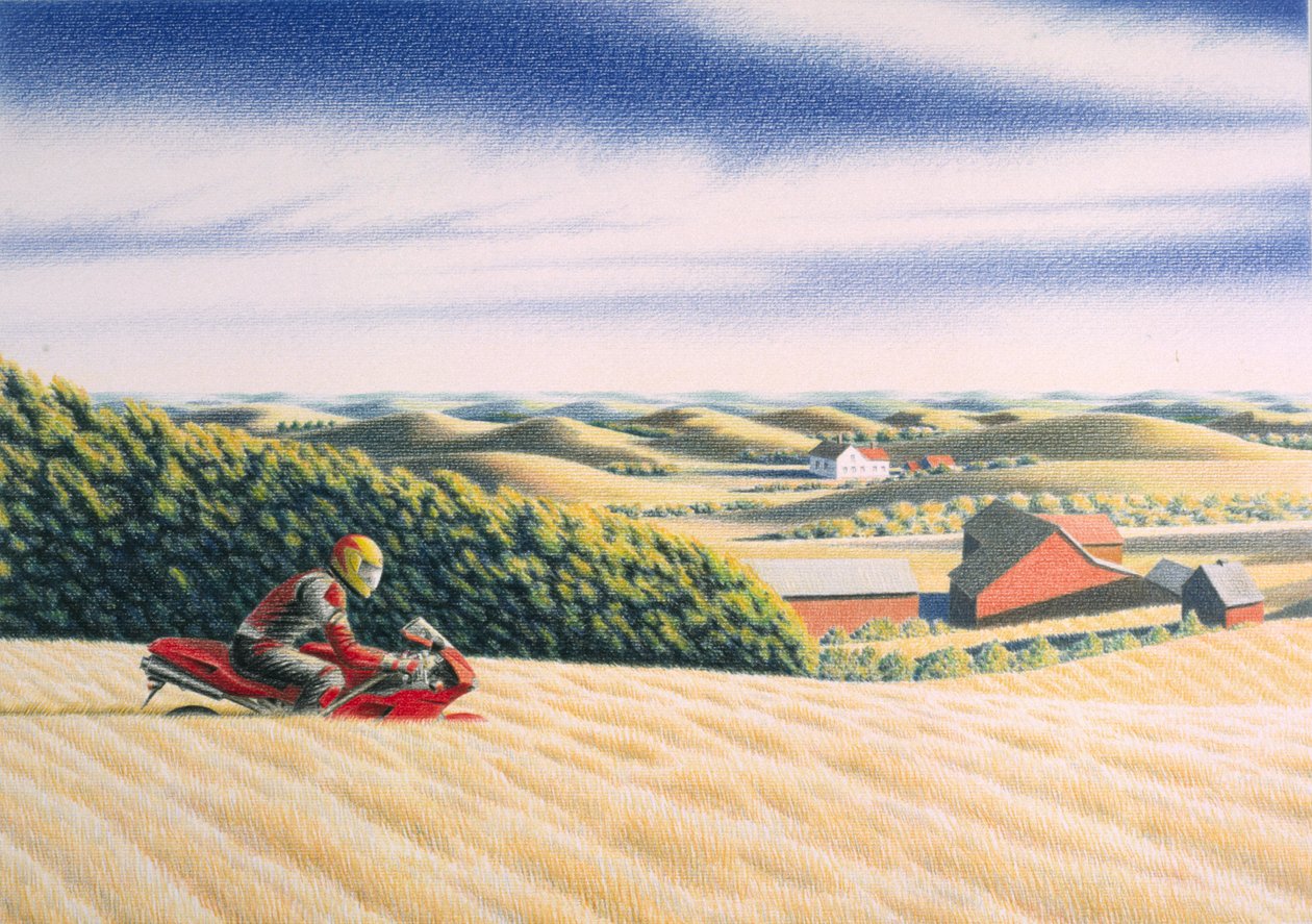 Offroad, 2001, Dibujo a lápiz de color sobre papel de Rene Boin